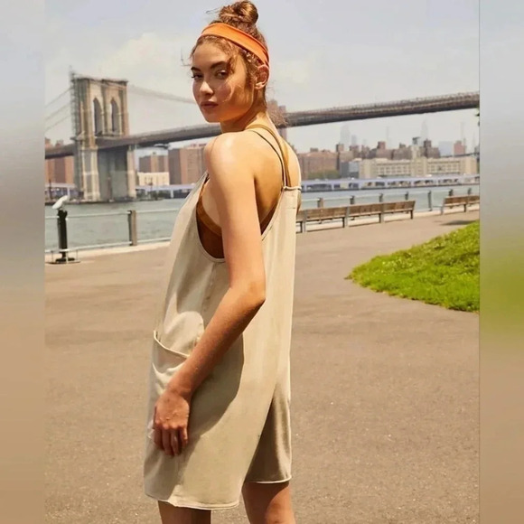 New Free People Movement Hot Shot Romper Onesie Kelp Taupe Tan XS - Picture 3 of 10